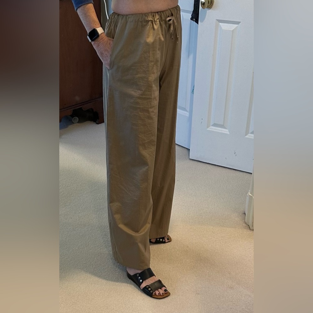 Drawstring waist khaki pants